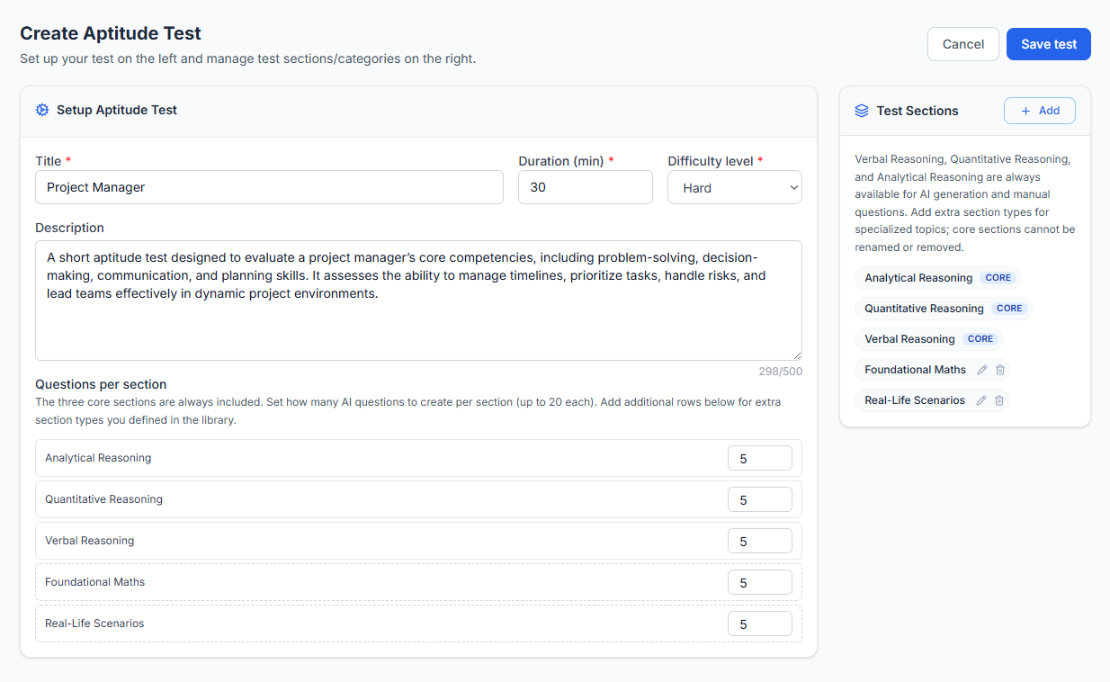 AI-Generated Aptitude Tests